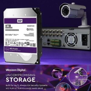 Western Digital 8TB WD Purple Surveillance Internal Hard Drive HDD – 7200 RPM, SATA 6 Gb/s, 256 MB Cache, 3.5″ – WD85PURZ-85C4WY0