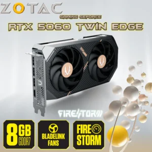 ZOTAC GAMING GeForce RTX 5060 Twin Edge GPU With 8GB GDDR7, DLSS 4, 3840 CUDA Cores, PCIe 5.0, Twin 90mm Fans, Blackwell Architecture, Ray Tracing, Compact 2-Slot Design | 1 YEAR WARRANTY