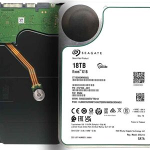 Seagate Exos X18 18TB Enterprise HDD With 550TB/Yr Workload, 2.5M MTBF, 270MB/s Transfer Rate, Helium-Sealed 3.5in Design, PowerChoice, PowerBalance, And AES-256 Seagate Secure Protection ~ ST18000NM000J