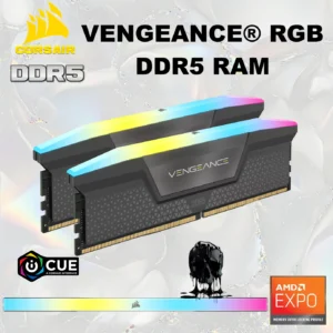 CORSAIR Vengeance RGB 96GB RAM Kit (2x 48GB) DDR5 6000MT/s CL36 1.40V Memory Kit With Ten-Zone RGB, AMD EXPO Ready, Intel XMP 3.0 Compatible , Onboard Voltage Regulation, Aluminum Heatspreader | GREY CMH96GX5M2E6000Z36
