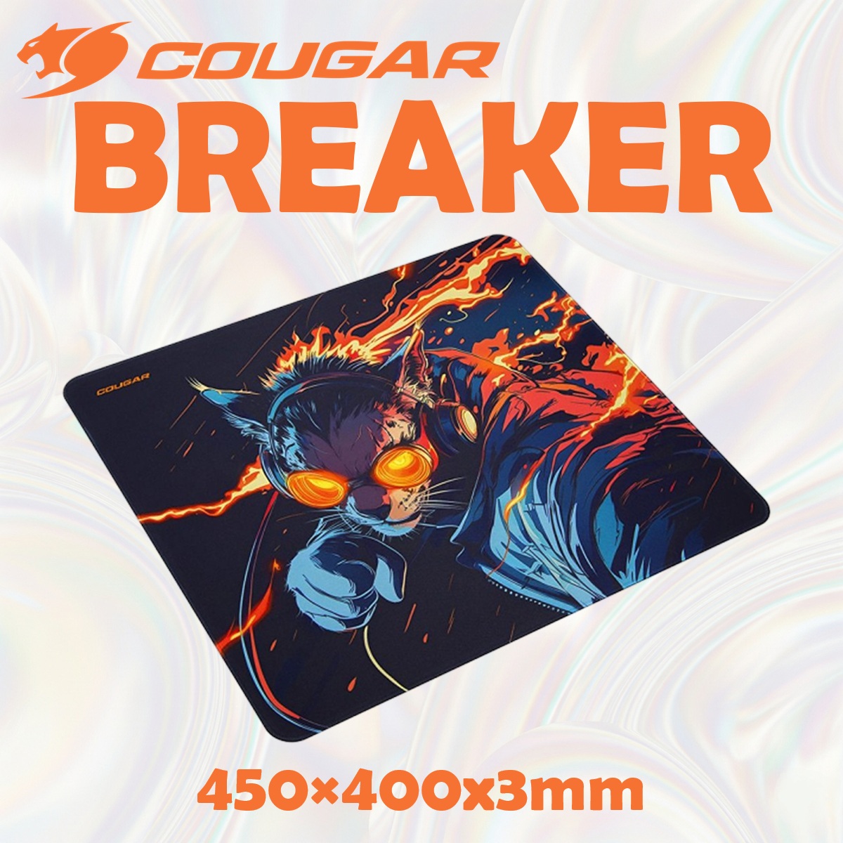 COUGAR BREAKER L Gaming Mouse Pad With Micro-Weave Textile Surface, Waterproof Dual-Layer Coating, Anti-Slip Rubber Base, Precision Control, 450×400mm