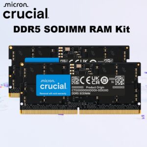 Crucial 32GB Kit (16GBx2) DDR5-5600 SODIMM Laptop Memory – CL46  1.1V High-Speed 50% Faster Data Transfers, On-Die ECC, Dual 32-Bit Channels, PMIC Power Efficiency, Micron Quality Reliability ~ CT2K16G56C46S5