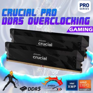 Crucial Pro Overclocking DDR5 32GB RAM Kit (2x 16GB) 6400MT/s CL32 1.35V OC Gaming Memory , Intel XMP 3.0 Ready / AMD EXPO Compatible , Low-Latency Performance, Aluminum Camo Heatspreader | BLACK ~ CP2K16G64C32U5B