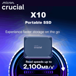 Crucial X10 1TB Portable SSD – 2100MB/s USB 3.2 Gen 2×2 External Drive, IP65 Water & Dust Resistant, Drop-Safe 3m, Ultra-Compact Rugged Storage for  Windows/Mac/Android/iPad/PC/Linux | NAVY BLUE ~ CT1000X10SSD9-02