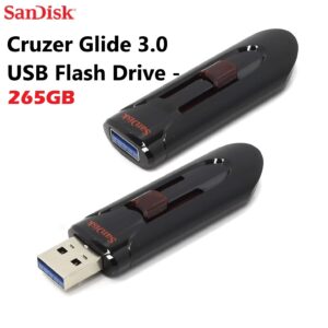 Sandisk Cruzer Glide 3.0 USB-A Flash Drive  256GB – Supports Password Protection –  Backward Compatibility with USB 2.0 Ports –  Retractable Design – SDCZ600-256G-G35