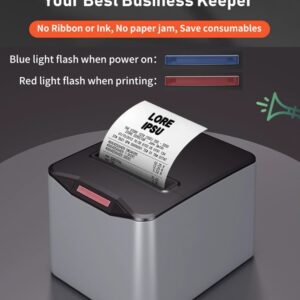 Thermal Receipt Printer, 3’1/8 80mm Thermal Printer with USB, Serial, LAN Port, High Speed Printing, Automatic Cutting for Cash Register Restaurant Kitchen – BLACK
