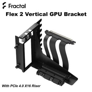 Fractal Flex 2 Vertical GPU Bracket With PCIe 4.0 X16 Riser, 195mm Cable, 4-Slot GPU Support, Bridgeless ATX Case Compatibility |  Black ~ FD-A-FLX2-001 