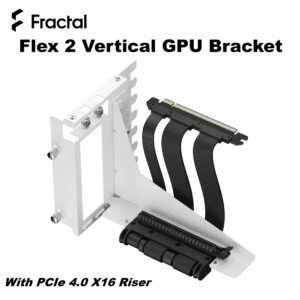 Fractal Flex 2 Vertical GPU Bracket With PCIe 4.0 X16 Riser, 195mm Cable, 4-Slot GPU Support, Bridgeless ATX Case Compatibility | WHITE ~ FD-A-FLX2-002