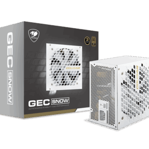 Cougar GEC Snow 750 Gold PSU – High-Efficiency 80Plus 230V EU Power, DC-To-DC Stability, Ultra-Silent 120mm Fan, Single 12V Rail, PCIe 4.0 Support, Full Protections, Non-Modular Compact Design | White