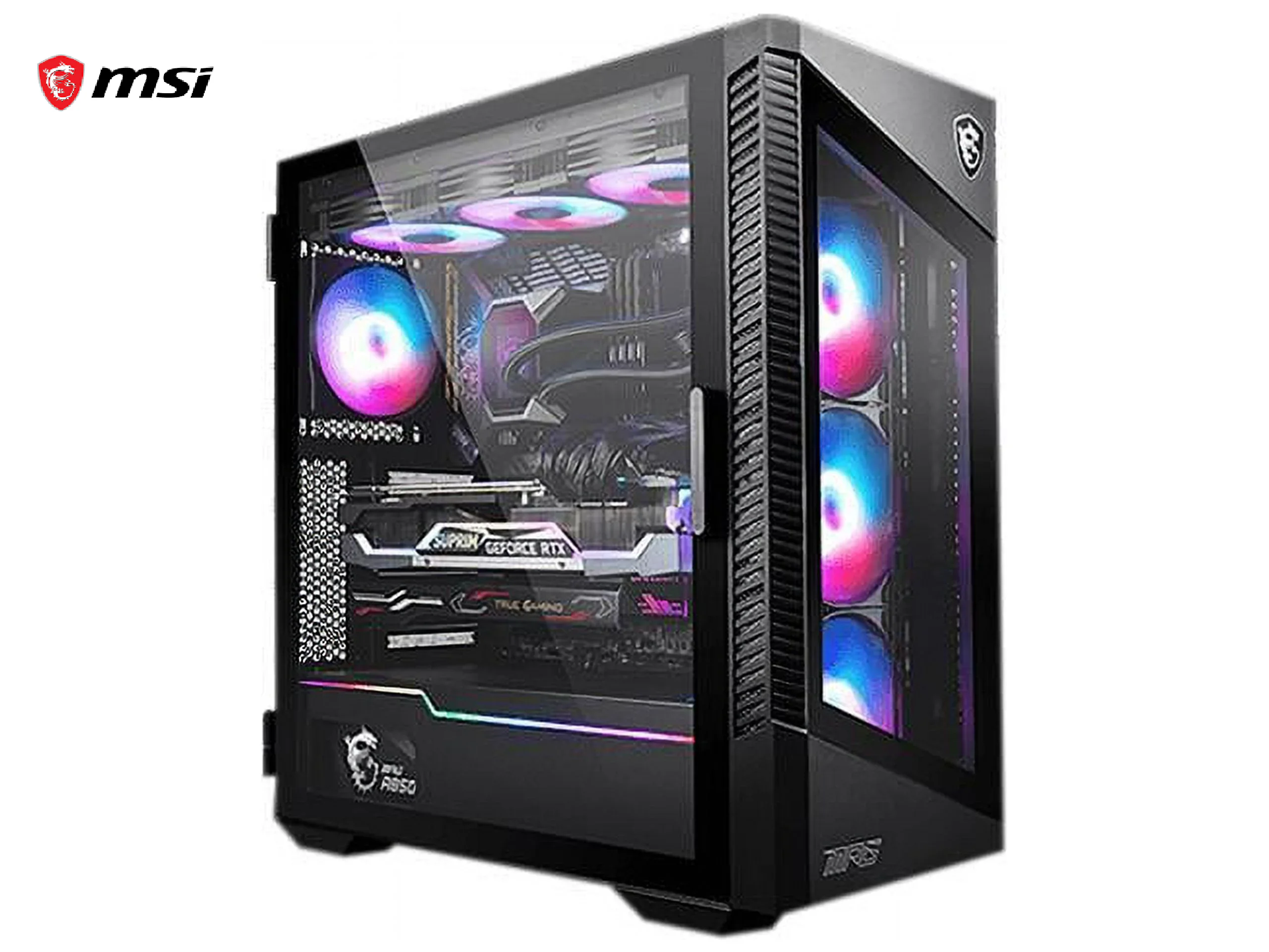 MSI MPG VELOX 100R Black Mid-Tower Gaming Case – Tempered Glass, ARGB Lighting, Vertical GPU Bracket, High Airflow Design