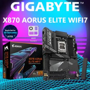 GIGABYTE X870 AORUS ELITE WIFI7 AM5 LGA 1718, ATX, DDR5, 4x M.2, PCIe 5.0, USB4, Wi-Fi 7, 2.5GbE LAN, EZ-Latch ; Supports AMD Ryzen™ 9000 / 8000 / 7000 Series Processors