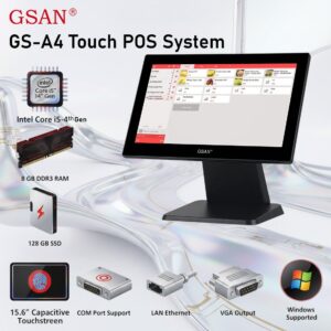 GS-A4  POS Terminal With 15.6” Touch Capacitive Display, Intel Core i5 4th Gen, 8GB DDR3, 128GB SSD, Multiple USB & COM Ports, Windows Support