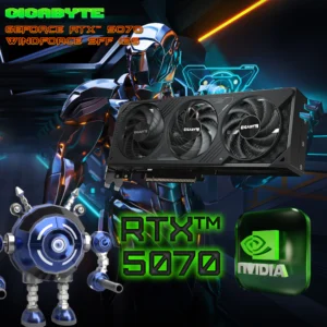 Gigabyte GeForce RTX 5070 Windforce SFF 12G With DLSS 4, 192 bit 12GB GDDR7, 2512MHz Core Clock, 6144 CUDA® Cores, PCIe 5.0, NVIDIA Reflex 2, Hawk Fan, Graphene Lubricant, And G-SYNC | STEALTH BLACK | 1 YEAR WARRANTY
