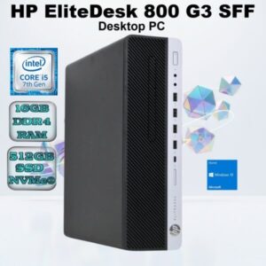 HP EliteDesk 800 G3 Desktop Computer With Intel Core I5-7500, 16GB DDR4 RAM , 512GB SSD, UHD Graphics , USB-C, Windows 10 , Small Form Factor, Tool-Less Access | USED