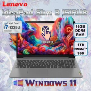 LENOVO IdeaPad Slim 3 15IRU8 Intel® Core i7-1355U | 16GB DDR5 RAM ; 1TB SSD NVMe® | 15.6″ FHD IPS Touch Display | Intel® UHD Graphics |  Windows 11 | Arctic Grey
