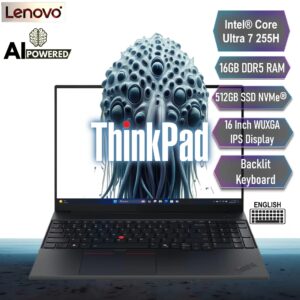 LENOVO AI PC ThinkPad E16 Gen 3 Intel® Core Ultra 7 255H with AI Boost, up to 13 TOPS | 16GB DDR5 RAM , 512GB SSD NVMe® | 16 Inch WUXGA IPS Display | Backlit Keyboard | DOS |  Carbon Black