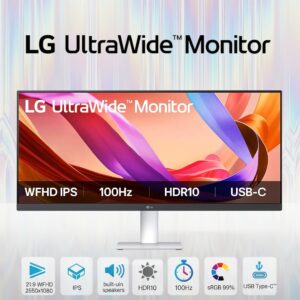 LG 29-inch UltraWide 21:9 WFHD (2560×1080) IPS Display with built-in stereo speakers, HDR10, 100Hz Refresh Rate  1ms , sRGB 99%, USB Type-C™ , Tilt Stand  | WHITE ~ 29U531A-W 