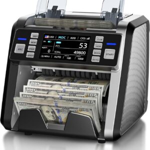 COUNT-PRO  Mixed Denomination Money Counter Machine, Value Counting, Mixed Counting with 2 CIS/UV/MG/IR/DD/DBL/HLF/CHN, Counterfeit Detection Bill Counter, Cash Counter with 4.5-inch Touch Screen ; Serial Number Recognition | AL-931