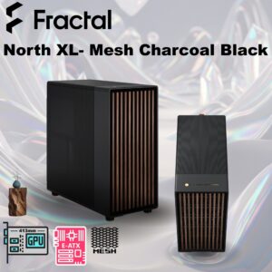 Fractal North XL Charcoal Mesh Mid Tower Case FD-C-NOR1X-01 – Open-Front Natural Ventilation, E-ATX Support, 413mm GPU Clearance, 420mm Radiator Ready, 3×140mm Fans Included | Charcoal Black ~  FD-C-NOR1X-01