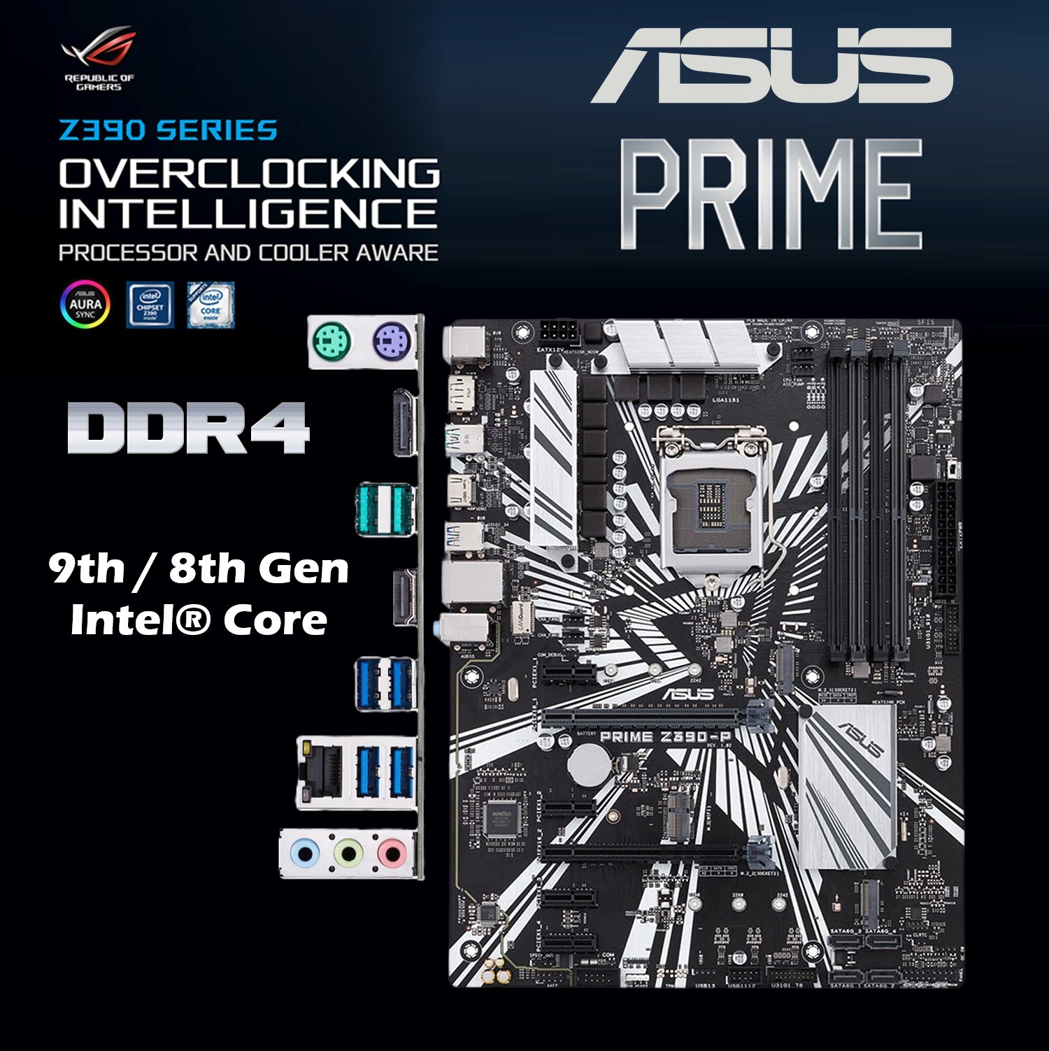 ASUS Prime Z390-P DDR4 ATX Motherboard : Intel LGA 1151 with OptiMem II, DDR4 4266 MHz, Dual M.2, HDMI, Intel Optane memory ready, SATA 6Gb/s, USB 3.1 Gen 2 , for 9th/8th Gen | USED
