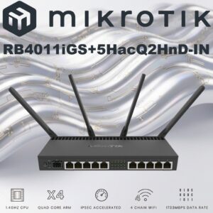 MikroTik RB4011 Quad-Core Router With 10x Gigabit Ports, SFP+ 10Gbps, Dual-Band AC2000 Wi-Fi, 1GB RAM, PoE-Out, RouterOS v7 | RB4011iGS+5HacQ2HnD-IN