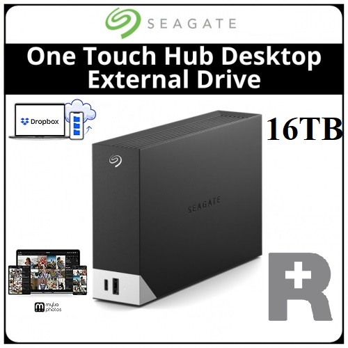 Seagate One Touch Hub 16TB External HDD with USB-C & USB 3.0 Front Ports, 256-bit AES Password Protection, Windows/Mac Compatible, Backup & File Mirroring | STLC16000402