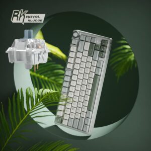 RK ROYAL KLUDGE R75 QMK/VIA Mechanical Keyboard Wired with Volumn Knob 75% TKL Custom Gaming Keyboard Gasket Mount RGB Backlit with Software MDA Profile Hot Swappable  Silver Switch Pro PBT Keycaps | SKY CYAN 