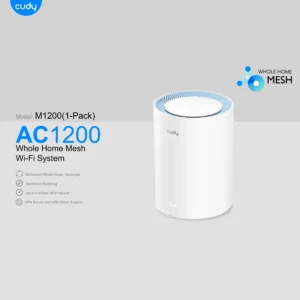 Cudy AC1200 Dual Band Mesh WiFi System (1-Pack) – 4-Stream Wi-Fi 5, 867+300 Mbps, MU-MIMO, Fast Roaming, VPN Support, App Control, WPA3 Security