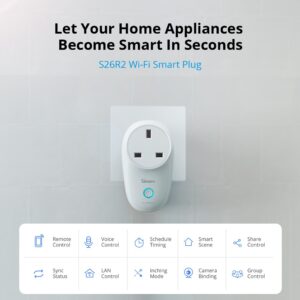 Sonoff S26R2 WiFi Smart Socket EU Standard — Automate Devices Instantly, Remote App Control, 16A Heavy-Duty Load, Timers, Smart Scenes, Group Control, Voice Assistant Compatibility | S26R2TPF-DE