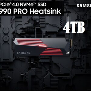 SAMSUNG 990 PRO M.2 2280 4TB PCI-Express Gen 4.0 x4, NVMe 2.0 V7 V-NAND 3bit MLC Internal Solid State Drive (SSD) MZ-V9P4T0CW. W/Heatsink