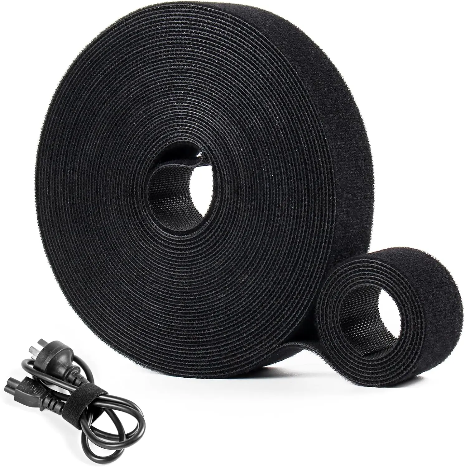 VELCRO Hook and Loop Roll Reusable Fastening Cable Ties, 5 meters Black Heavy Duty Cord Organizer Straps, Free Cutting Multi-Purpose Cable Management Tape for Home and Office | BLACK 5M