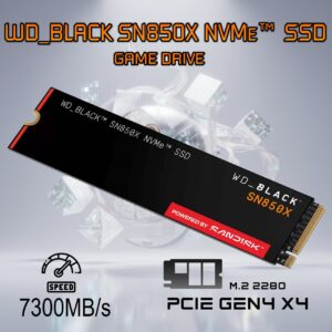 WD_BLACK SN850X 4TB NVMe SSD Without Heatsink, PCIe Gen4 x4, Up To 7300MB/s Read And 6600MB/s Write, M.2 2280, Sandisk TLC 3D NAND, DirectStorage Support, Game Mode 2.0
