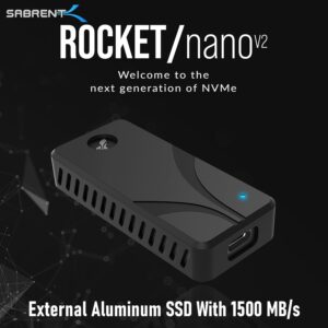 SABRNT Rocket Nano V2 External SSD 4TB With USB 3.2 Gen 2×2, 1500 MB/s Speeds, Aluminum Body With Silicone Sleeve, High-Endurance Flash, USB-C And USB-A Cables Included | BLACK ~ SB-4TB-NAV2