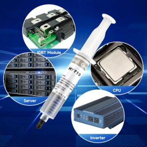 HY710 Silver Thermal Grease 25g Syringe With 3.17W/m-k Conductivity, Low 0.067°C-in²/W Impedance, Wide -20~180°C Operation Range, DIY-Ready Silver Formula For CPU GPU Cooling