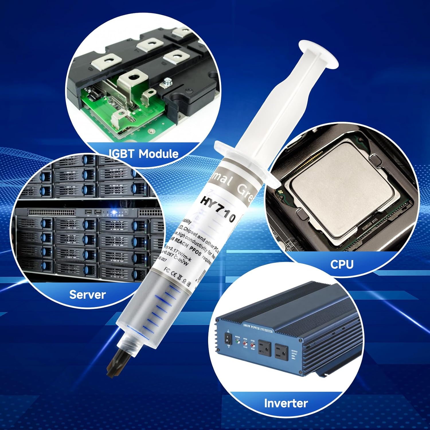 HY710 Silver Thermal Grease 25g Syringe With 3.17W/m-k Conductivity, Low 0.067°C-in²/W Impedance, Wide -20~180°C Operation Range, DIY-Ready Silver Formula For CPU GPU Cooling