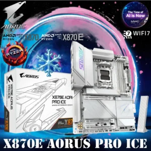 GIGABYTE X870E AORUS PRO ICE AM5 Motherboard LGA 1718, ATX, DDR5, 4x M.2, PCIe 5.0, USB4, Wi-Fi 7, 2.5GbE LAN, EZ-Latch , VRM Thermal ; Supports AMD Ryzen™ 9000 / 8000/ 7000 Series