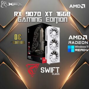 XFX Swift AMD Radeon RX 9070 OC Triple 90mm Fan Gaming Edition – 16GB GDDR6, PCIe 5.0,  AMD RDNA™ 4, 4096 Stream Processors, 2700 MHz Boost , AMD & Windows Ready | WHITE ~ RX-97SWFT3WG | FACTORY REFURB