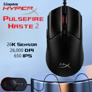 HyperX Pulsefire Haste 2 – Wired Gaming Mouse- Ultra Lightweight, 53g, 8000Hz Polling Rate, Precision Sensor, Hyperflex 2 Cable, Plug and Play | Black – 6N0A7AA