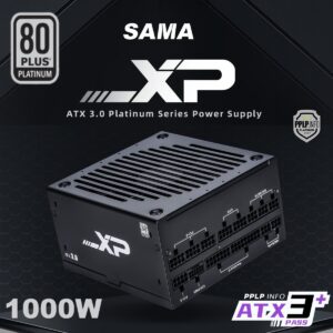 SAMA XP1000 1000W ATX 3.0 Power Supply With 80 Plus Platinum Efficiency PCIe 5.0 12VHPWR Fully Modular Design ECO 140mm Fan And RTX 4090 Support
