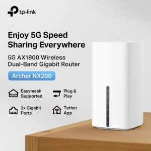 TP-Link Archer NX200 5G AX1800 Dual-Band Gigabit Router with WiFi 6, 4.67 Gbps 5G Speeds, EasyMesh Support, SIM-Based Plug and Play Connectivity, WAN Backup, Whole-Home Coverage