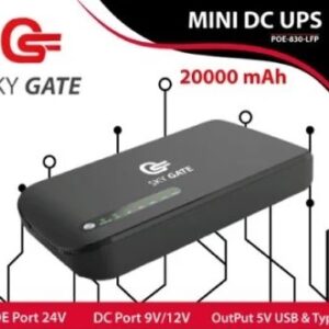 Sky Gate Mini UPS Battery Backup Uninterruptible Power Supply for Router, Modem, Security Camera with Input DC Output DC  9V 12V , Built-in 20000mAh (74Wh) Battery – Black