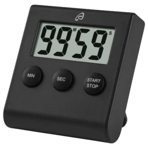 AURIOL Basic Digital Stop Watch Kitchen Timer with Large LCD Display, Portable Plastic Design, Interval Timing Function, Includes Battery – Black