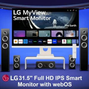  LG MyView 32 inch Smart Monitor with Full HD IPS, HDR10, webOS 23 Streaming, Built-in Speakers, Bluetooth & Wifi, AirPlay 2, Tilt Adjustability, and Multiple Connectivity Options | WHITE 32SR50F