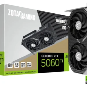 ZOTAC GAMING GeForce RTX 5060 Ti 16GB Twin Edge OC GDDR7 – Factory OC, DLSS 4, PCIe 5.0, Compact Dual-Fan, IceStorm 2.0 Cooling, 128-Bit GPU | ZT-B50610E-10M | 1 YEAR WARRANTY