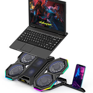 Laptop Cooling Pad, Gaming Laptop Cooling Stand with RGB Light, 6 Quiet Cooling Fans, 6 Height Adjustable and Dual USB Ports for 11 to 15.6 Inch Laptops ,  Extra iPad/Phone Stand