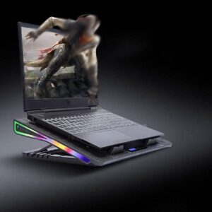 Laptop RGB Cooling Pad, Laptop Cooler, 2 USB Ports, Digital LED Display , Laptop Cooling Pad Stand with 1 Quiet Fan, Adjustable Hight ,  Suitable for 12-17.3 Inch Laptops, Black