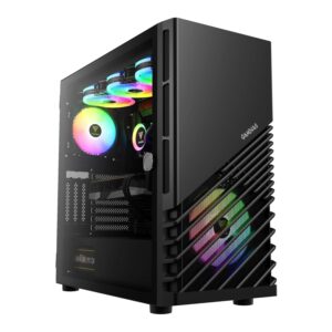 GAMDIAS Argus M4 MID Tower CASE , 1 Built-in 140mm Front Fan and 120mm Rear Fan , Sync with 5V ARGB Motherboard , Tempered Glass , Motherboards up to ATX – BLACK