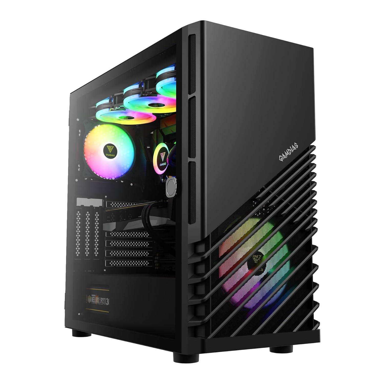 GAMDIAS Argus M4 MID Tower CASE , 1 Built-in 140mm Front Fan and 120mm Rear Fan , Sync with 5V ARGB Motherboard , Tempered Glass , Motherboards up to ATX – BLACK