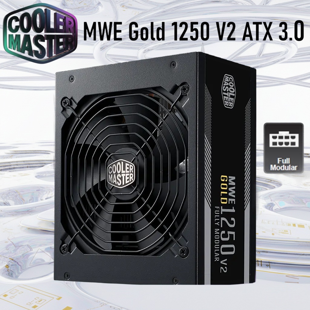 Cooler Master MWE Gold 1250 V2 ATX 3.0 Fully Modular Power Supply With 80 PLUS Gold Efficiency, 12VHPWR Connector, 140mm Fan, Active PFC, 1250W Output | BLACK