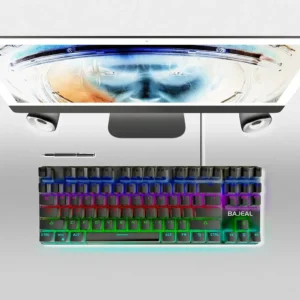 BAJEAL Wired Mechanical Keyboard TKL Wired RGB Backlit Hot Swappable Red Switches Gaming Keyboard , 80% Compact 87 Keys , Ergonomic Design | BAJEAL-919-BLACK